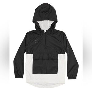 Umbro Boy's Woven 1/4 Zip Pullover Performance Hooded Jacket 6-7 S Black White